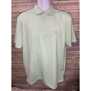 Donald Ross Sport Polo Shirt Green White Stripe Tree Logo Men’s L